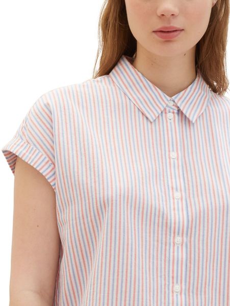 Tom Tailor Denim Striped short-sleeved shirt - orange/blue (34879)