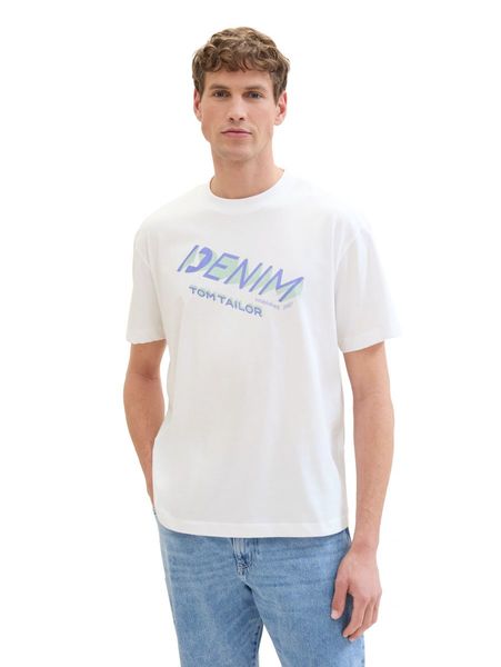 Tom Tailor Denim T-Shirt mit Logo Print - weiß (20000)
