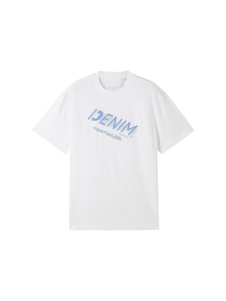 Tom Tailor Denim T-shirt with logo print - white (20000)