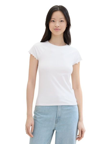 Tom Tailor Denim T-shirt with sleeve details - white (20000)