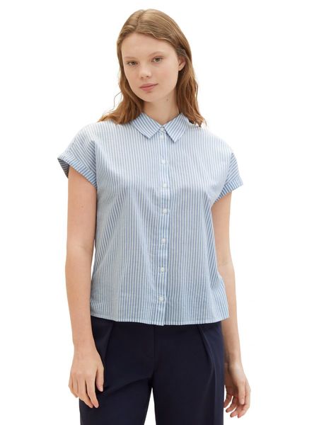 Tom Tailor Denim Striped short-sleeved shirt - blue (34878)