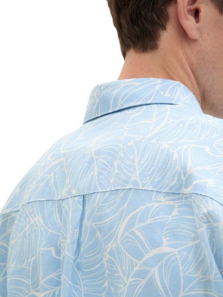 Tom Tailor Denim Relaxed short sleeve shirt with linen - blue (34949)