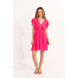 Molly Bracken Kurzes Kleid mit Rüschen - pink (FUSHIA)