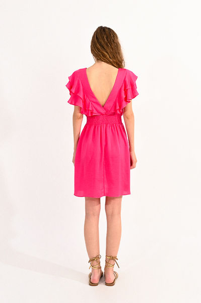 Molly Bracken Kurzes Kleid mit Rüschen - pink (FUSHIA)