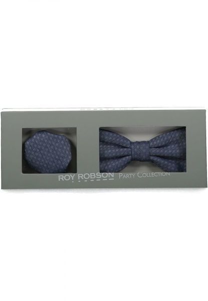 Roy Robson Bow tie and pocket square - blue (Z450)