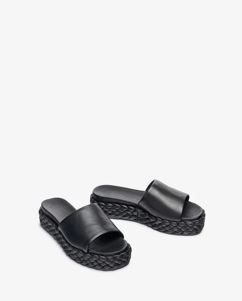 Unisa Sandals with braided blocks - black (BLACK)