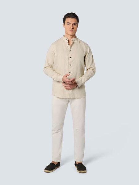No Excess Shirt Granddad Linen Solid - beige (122)
