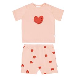 Lässig Pyjama - Herzen - rot (Peach Rose)