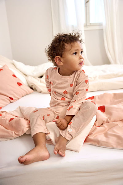 Lässig Pyjama - Herzen - rot (Peach Rose)