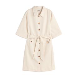 ECOALF Dress with button placket - Marmol - white/beige (1)