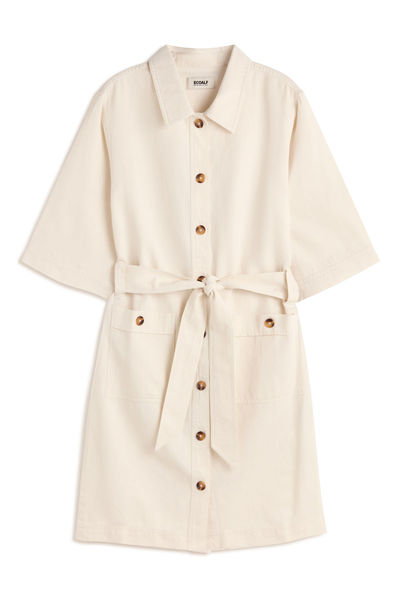 ECOALF Robe avec patte de boutonnage - Marmol - blanc/beige (1)