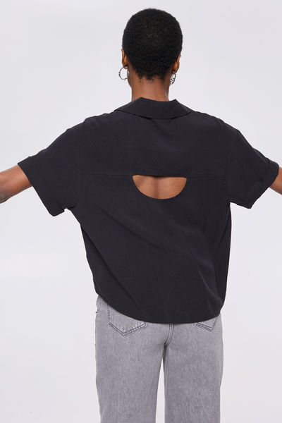 BSB Bluse mit Ausschnitt am Rücken - schwarz (BLACK )