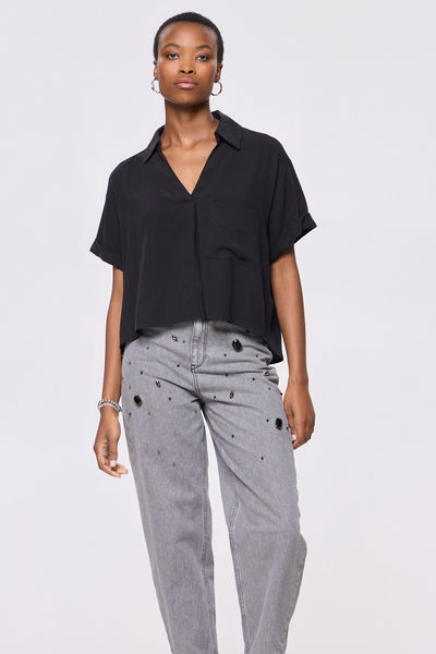 BSB Blouse with cut out on the back - black (BLACK )
