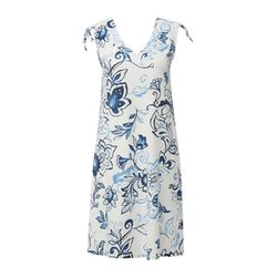 s.Oliver Red Label Kleid mit V-Ausschnitt und Binde-Detail - blau/weiß (02A4)