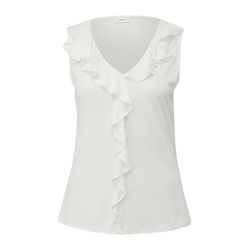 s.Oliver Black Label Sleeveless T-shirt with ruffles   - white (0200)