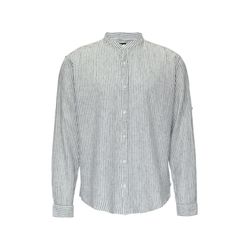 Q/S designed by Mixed linen shirt   - black/white (99G0)