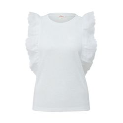 s.Oliver Red Label T-shirt with flounces  - white (0100)