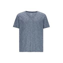 Q/S designed by T-shirt en coton chiné avec col en V  - bleu (58W0)