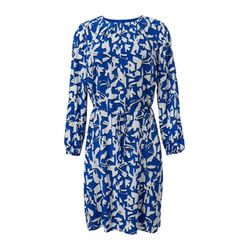 comma Gemustertes Midi-Kleid mit Faltenausschnitt - blau (56A0)