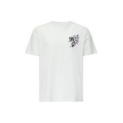 Q/S designed by T-shirt en coton avec imprimé poitrine - blanc (01D0)