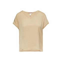 Q/S designed by V-neck shirt in a loose fit - beige (8312)