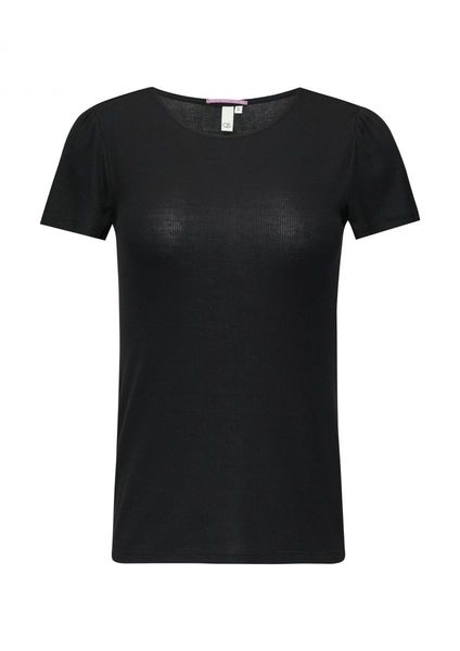 Q/S designed by T-shirt with gathered short sleeves - black (9999)