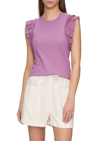 Q/S designed by Top with flounces and eyelet embroidery - purple (4721)