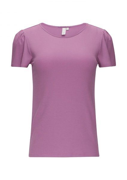 Q/S designed by T-shirt with gathered short sleeves - purple (4721)