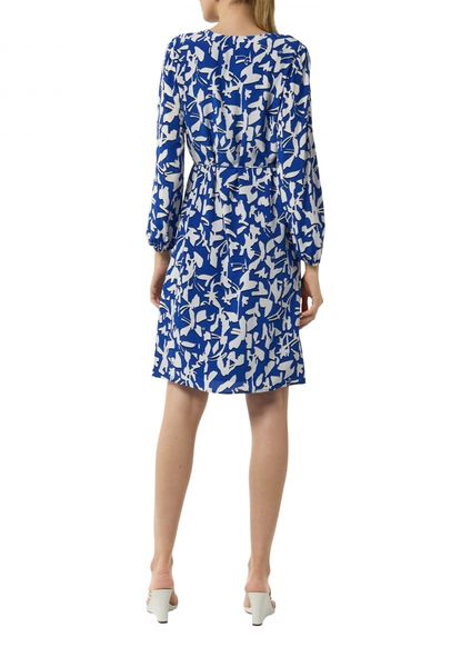 comma Patterned midi dress with pleated neckline - blue (56A0)