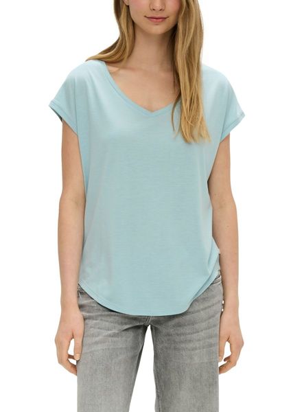 Q/S designed by Loose-fitting T-shirt made of lyocell mix - blue (6103)