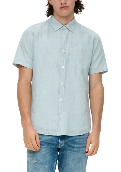 Q/S designed by Slim : chemise en lin mélangé  - vert/bleu (61W0)