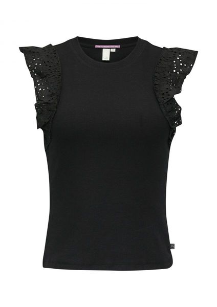 Q/S designed by Top with flounces and eyelet embroidery - black (9999)
