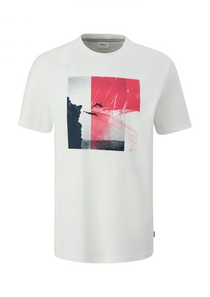s.Oliver Red Label T-shirt avec impression sur le devant - blanc (01D2)