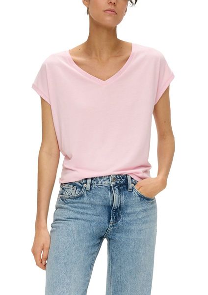 Q/S designed by Locker geschnittenes T-Shirt aus Lyocellmix - pink (4103)