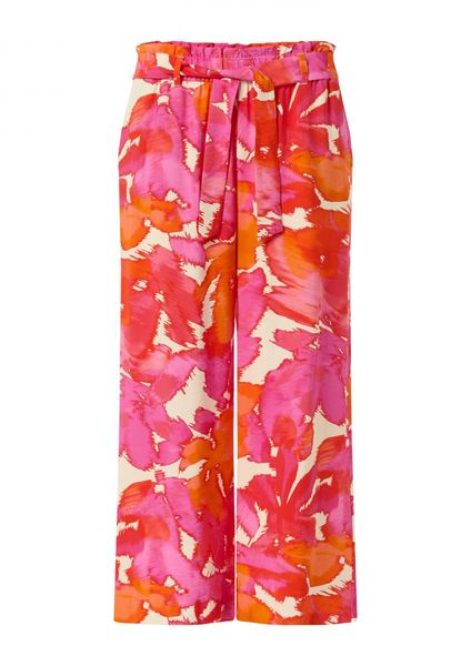 comma Cloth trousers with an all-over print - pink (42A8)