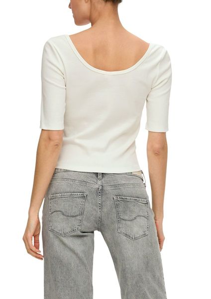 Q/S designed by Ribbed shirt with a deep round neckline  - white (0200)