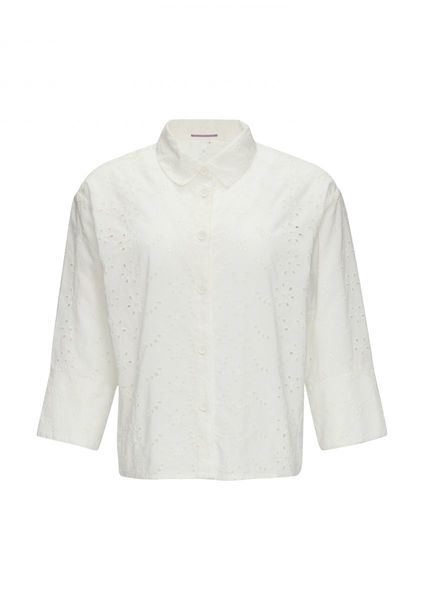 Q/S designed by Oversized blouse made from Broderie Anglaise - white (0200)
