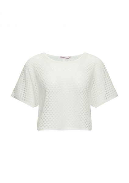 Q/S designed by T-shirt with hole pattern - white (0200)