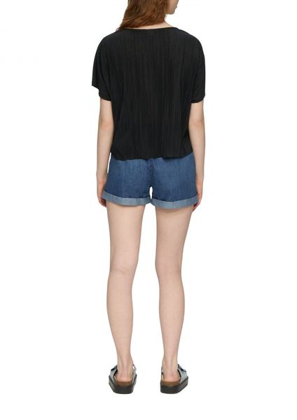 Q/S designed by T-shirt with pleats - black (9999)