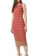 comma Viscose mix dress with ribbed texture  - brown/red (82X4)