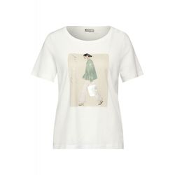 Street One T-shirt with lady part print - white (30108)