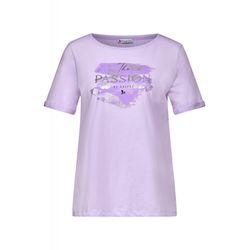 Street One T-shirt with foil print - purple (35551)