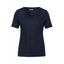Street One T-shirt à l'aspect lin - bleu (11238)