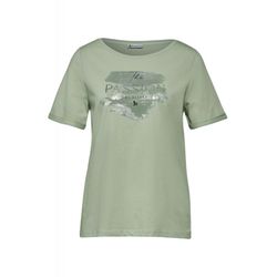 Street One T-shirt with foil print - green (35816)