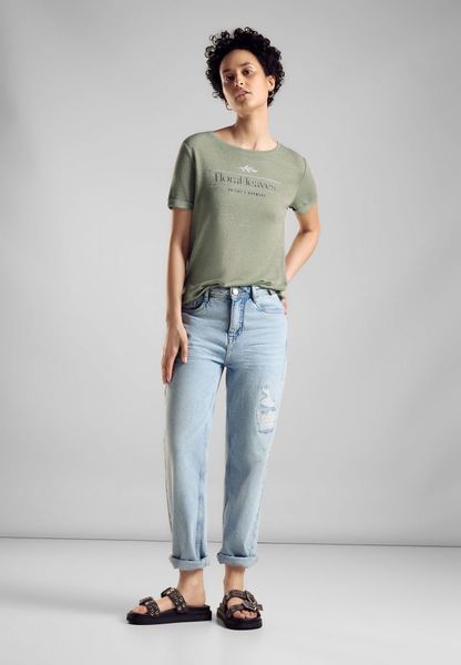 Street One T-shirt with shiny print - green (35816)