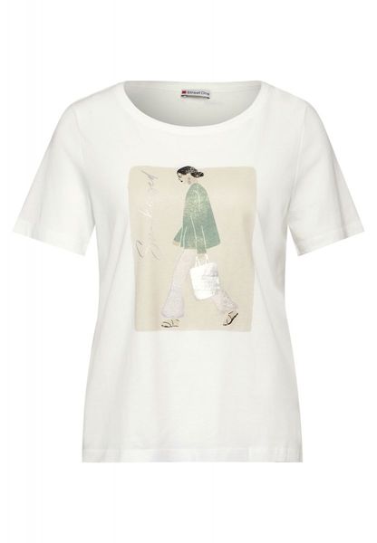 Street One T-shirt with lady part print - white (30108)