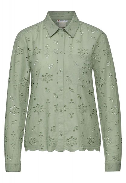 Street One Summer blouse with embroidery - green (15816)