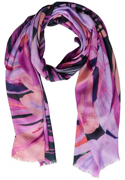Street One Long scarf with print - pink (33516)