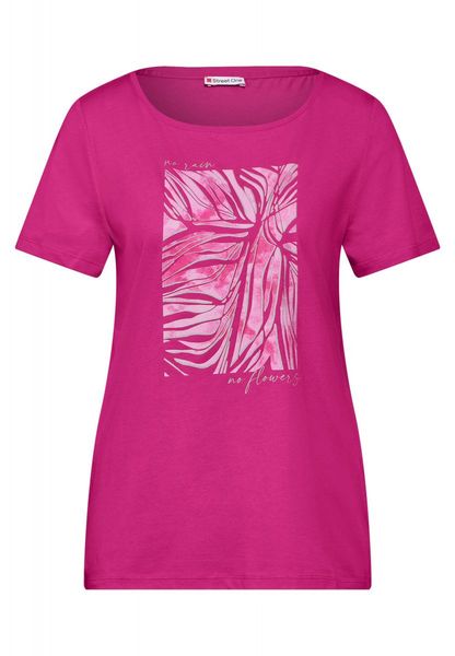 Street One T-shirt with foil print - pink (35755)