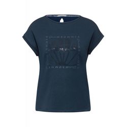Cecil T-shirt with front print - blue (35673)